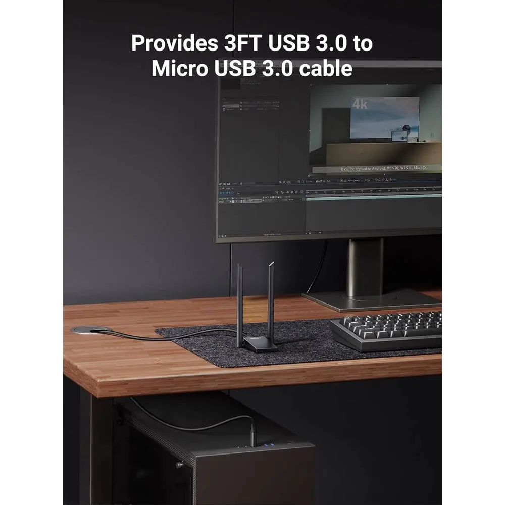 WiFi ადაპტერი UGREEN CM495 (25226), AX1800 WiFi 6 Adapter, Black