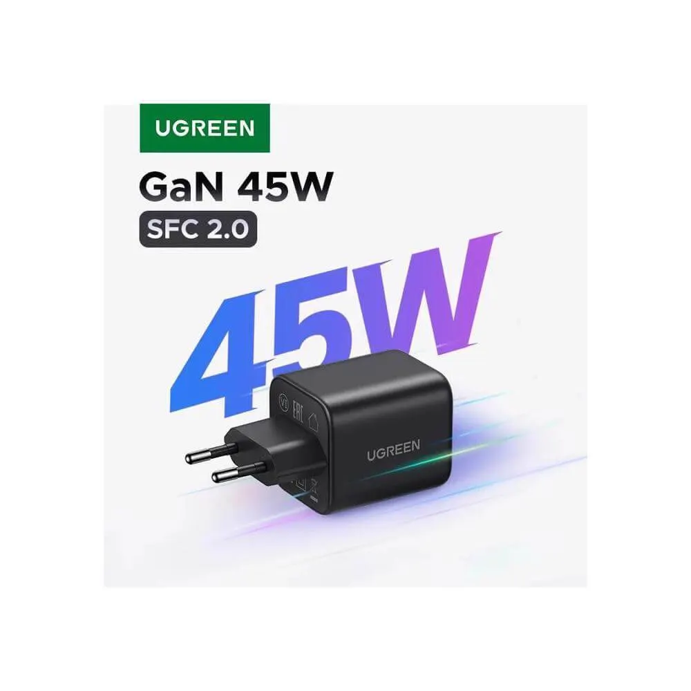 UGREEN X526 (65058), 45W, Dual Type-C GaN Fast Charger, Black