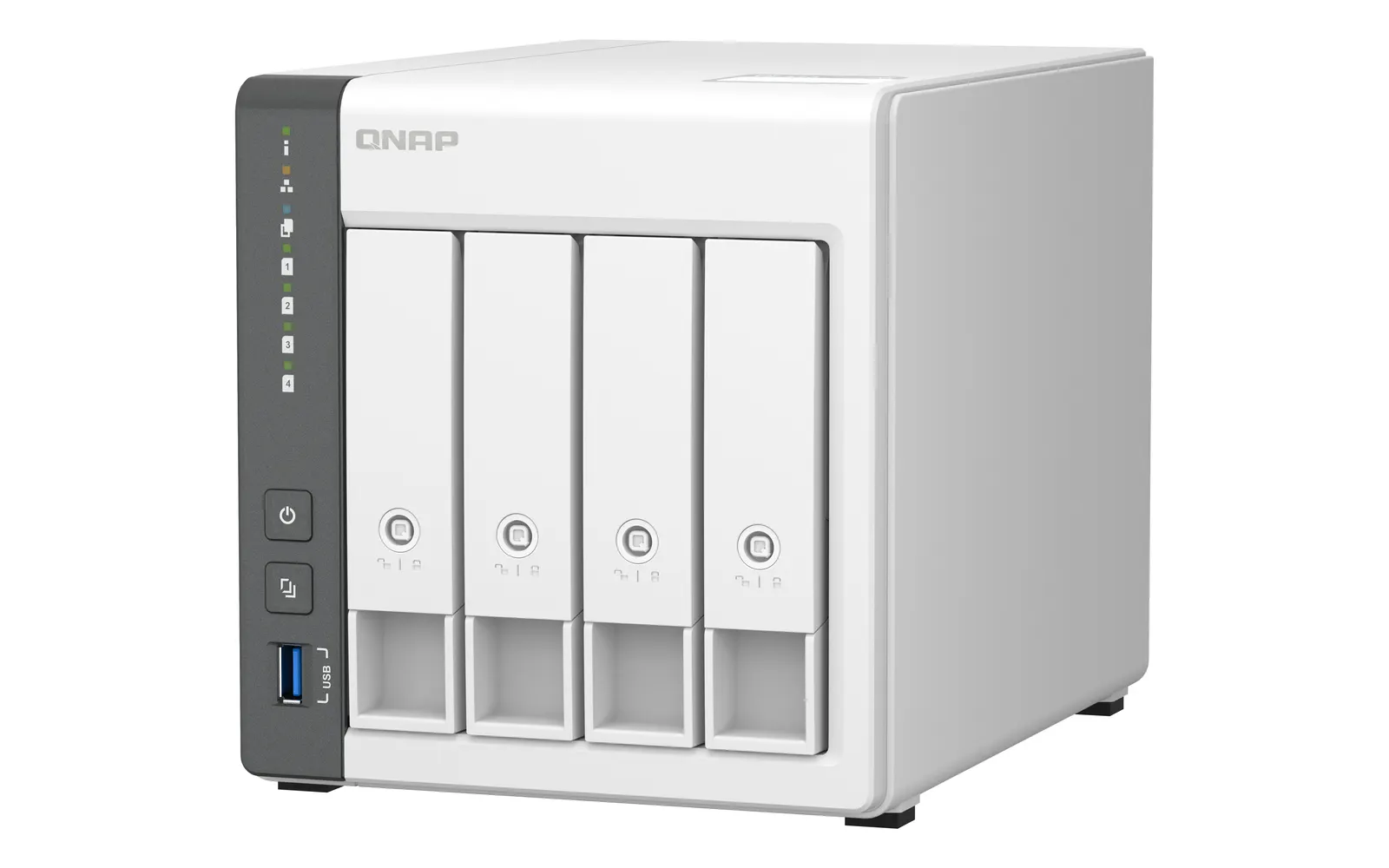 4-bay ARM 4C 2.0GHz ; 4 x SATA 6Gb/s 3.5"/2.5"; 4GB RAM on-board; 1 x GbE; 1 x 2.5GbE ; 1 x USB3.2 Gen1 and 2 x USB2.0