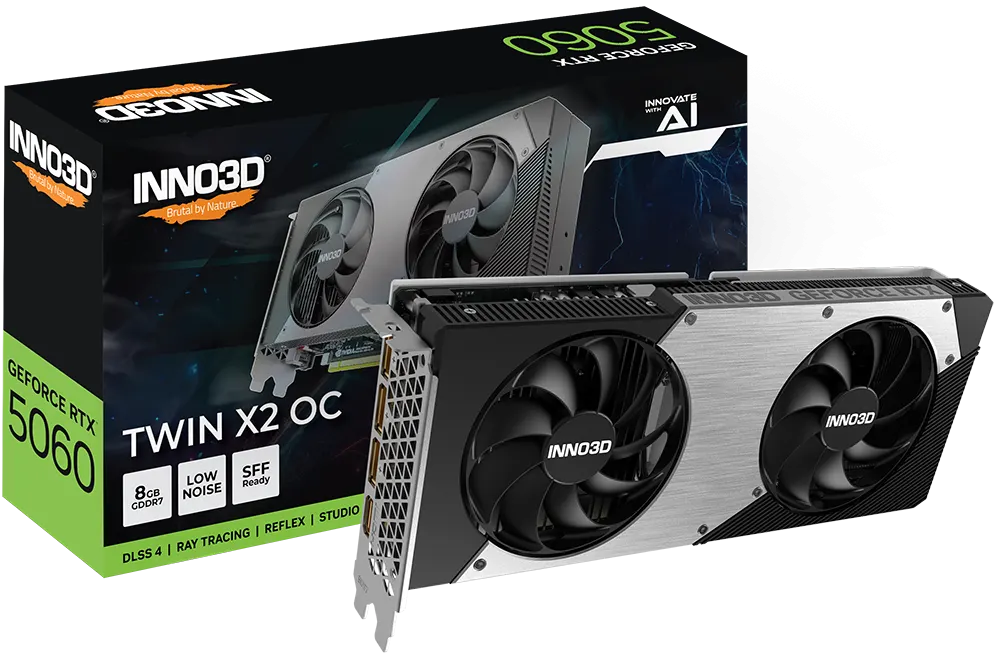 ვიდეობარათი INNO3D GeForce RTX™ 5060 TWIN X2 OC 8GB GDDR7