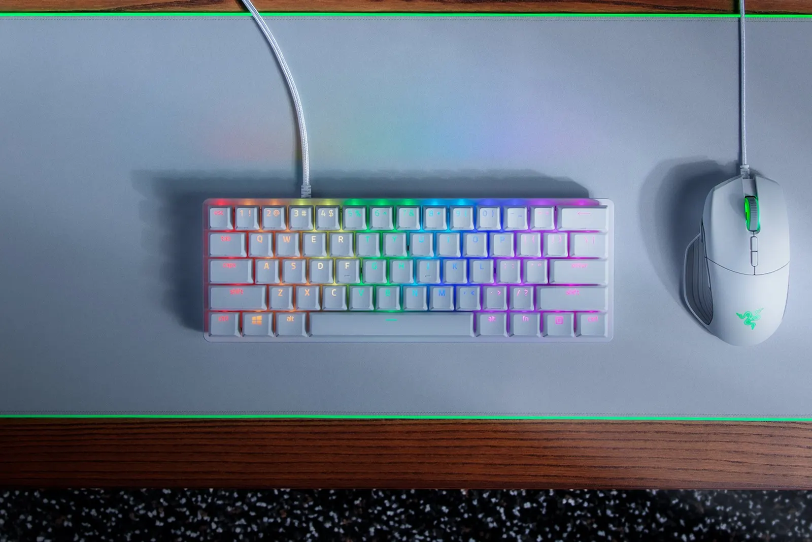 კლავიატურა Razer Keyboard Huntsman Mini Mercury Ed. RGB 61key Red Switch USB EN White