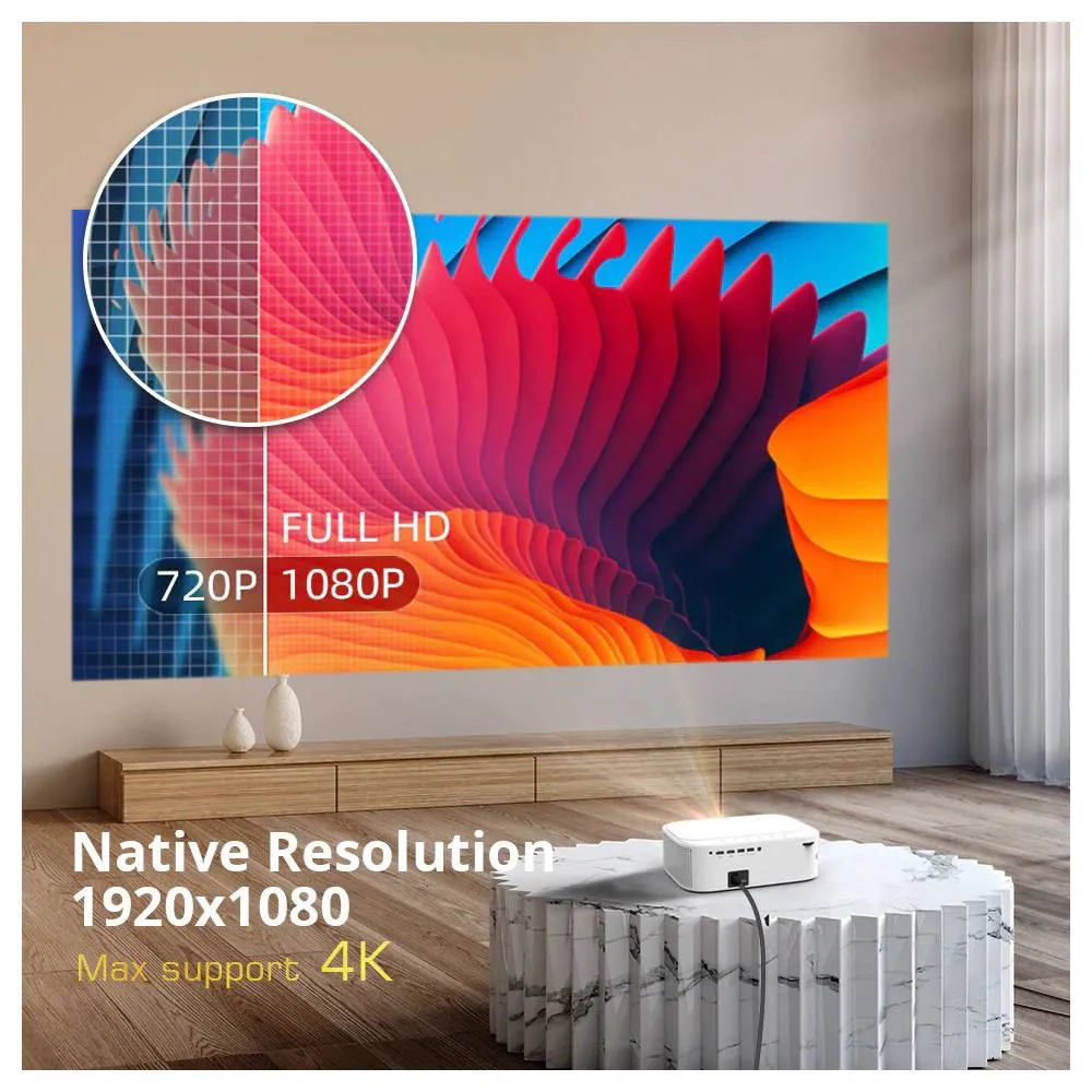 პროექტორი BYINTEK K45 Smart Home Theater Projector, FHD, Support 4K, Android 9.0, LCD, LED, 700 ANSI lumens, WiFi, BT4.0, White