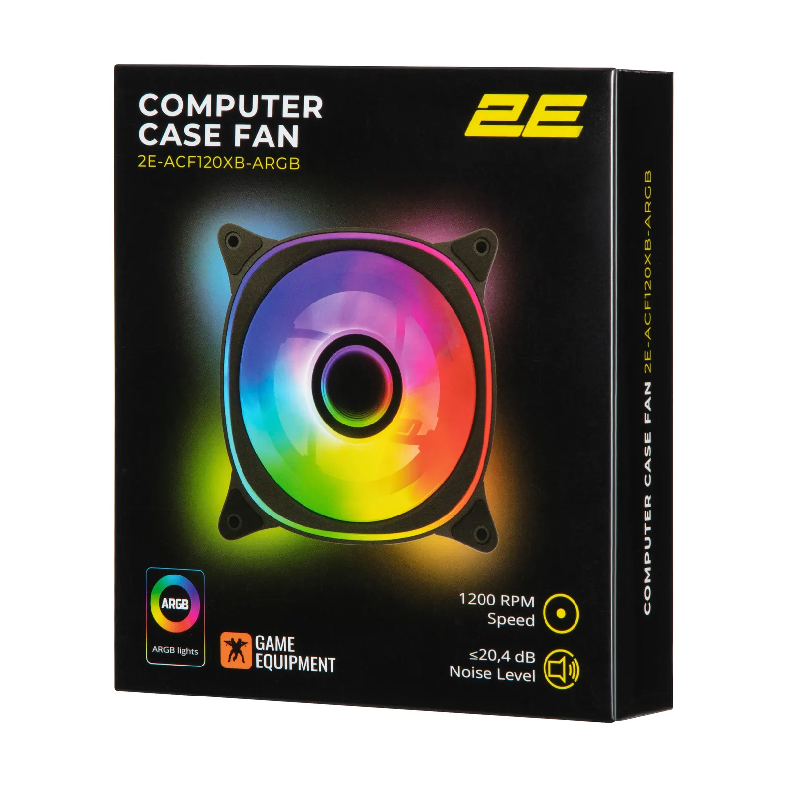 2E GAMING Case Fan Air Cool X Fan ACF120XB-ARGB, 120mm, 1200rpm, 3pin, 3pin +5VARGB, 20,4dBa, black