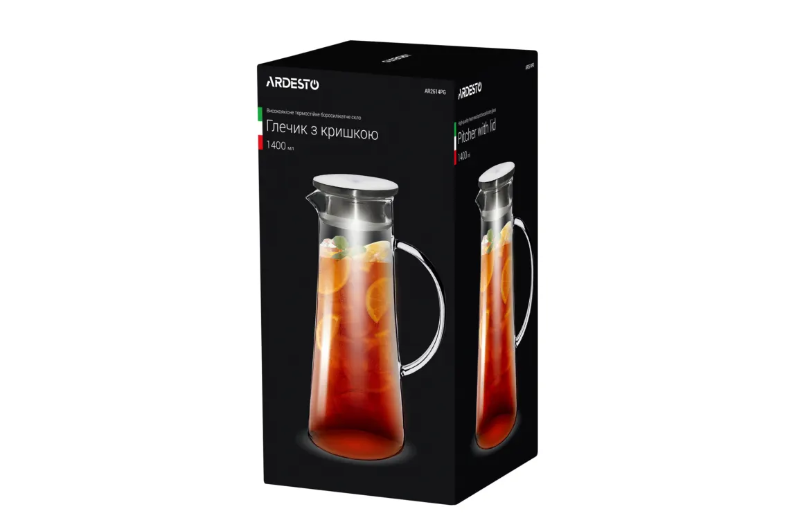 დოქი ARDESTO Pitcher with lid, 1400 ml, borosilicate glass, s/s