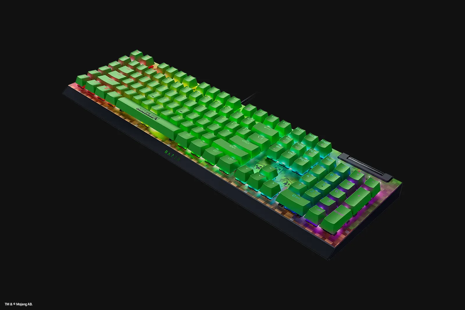 Razer Keyboard mechanical BlackWidow V4 X, 110key, Green Switch, USB-A, EN, RGB, Minecraft Ed
