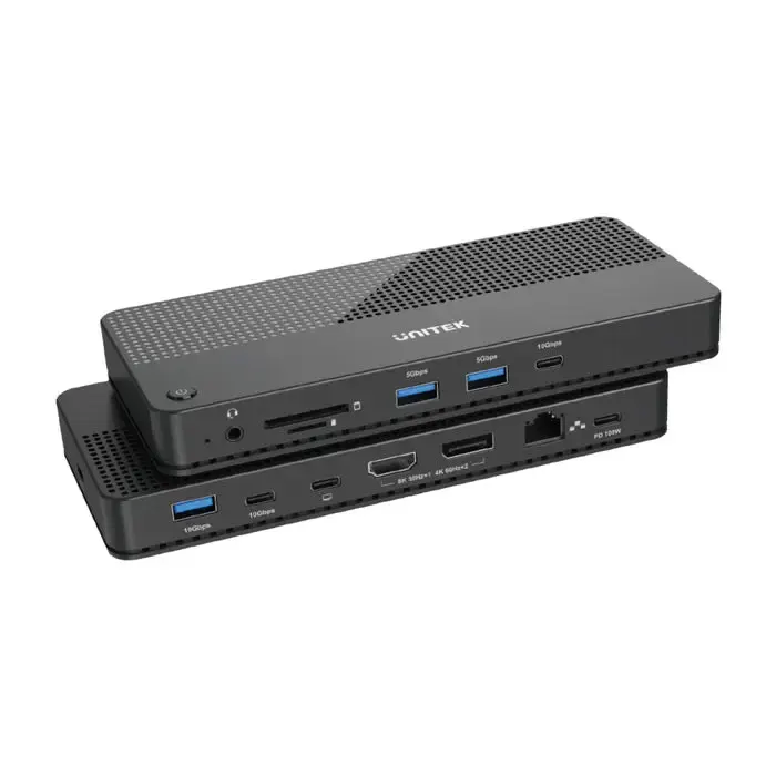 D1079A, UNITEK, Docking Station, 12-in-1 USB 4 (2*Type C 10Gb+USB 10Gb+2*USB+SD/Micro+DP+HDMI 8K+Audio+1Gb Lan+PD 100W), Bla