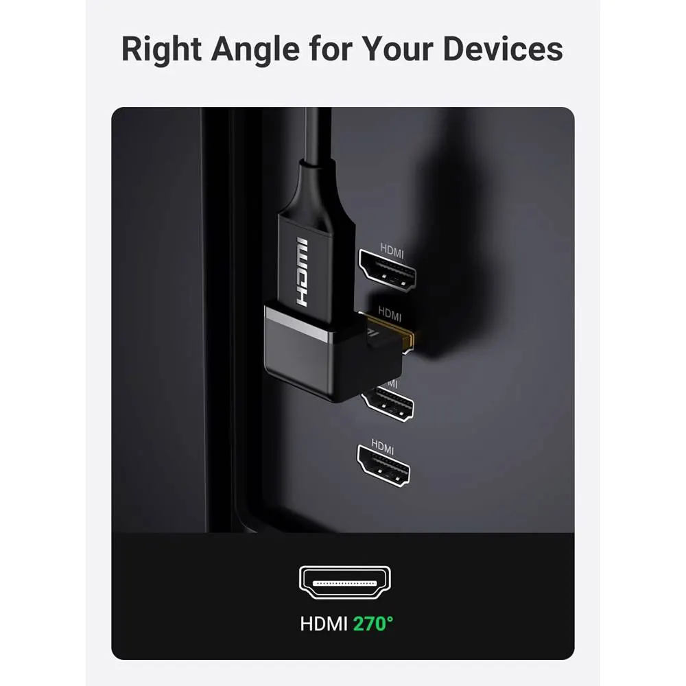 კუთხის HDMI ადაპტერი UGREEN HD112 (20110), HDMI 4K Adapter Male to Female Up-angled, Black