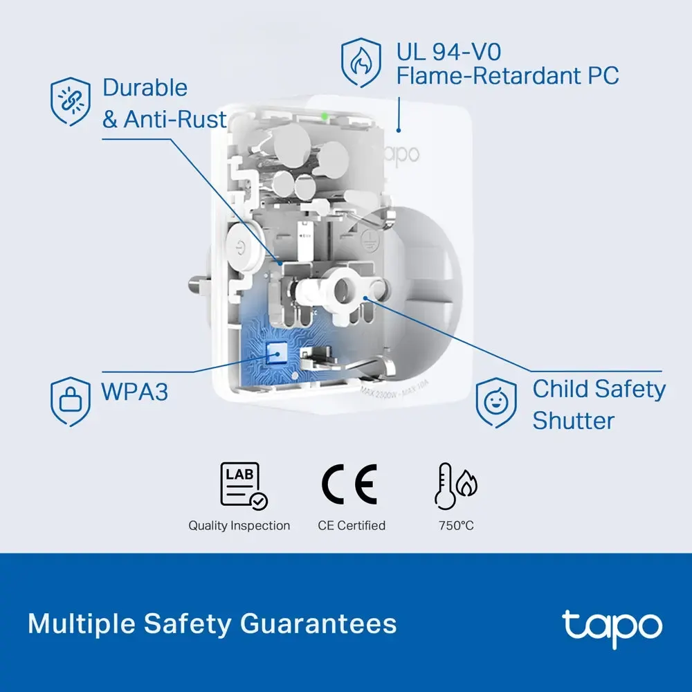 ჭკვიანი შტეფსელი TP-LNK Tapo P100 UK (10A) Smart Plug