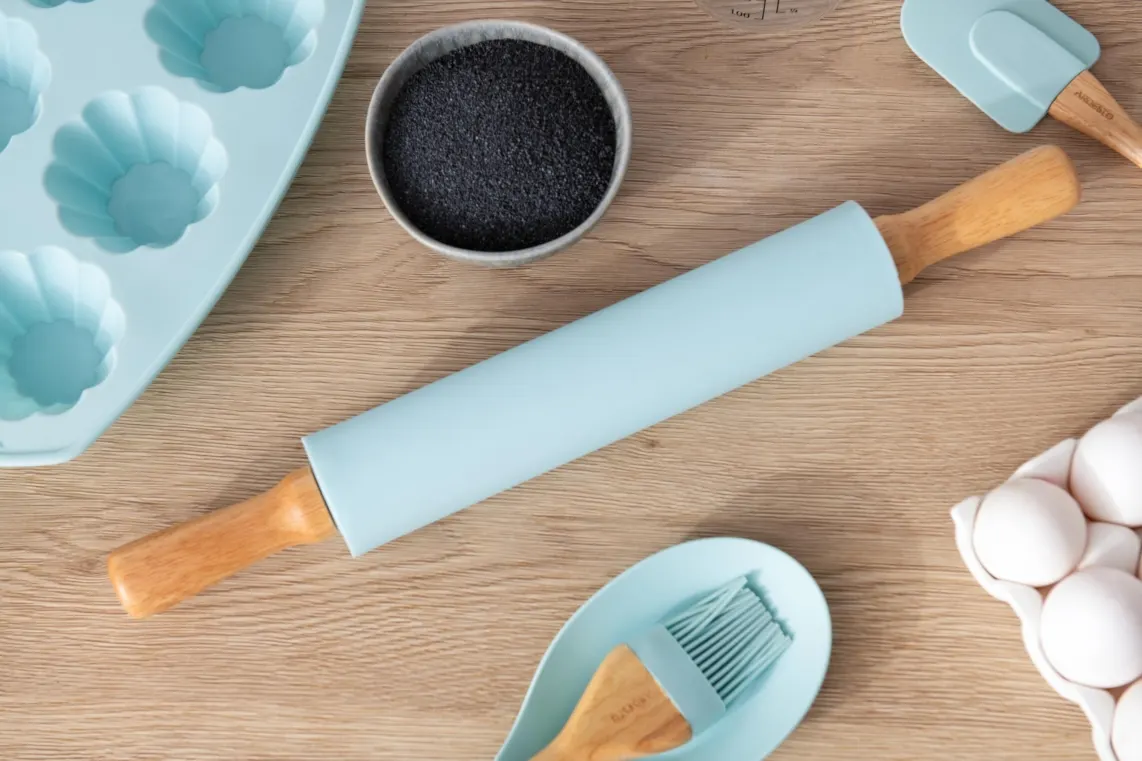 საგორებელი Ardesto Rolling Pin Tasty baking , blue, 43,5 cm, silicone, wood