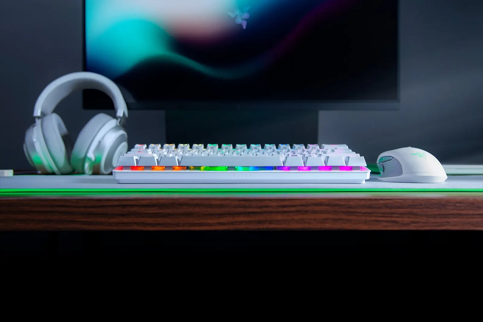კლავიატურა Razer Keyboard Huntsman Mini Mercury Ed. RGB 61key Red Switch USB EN White