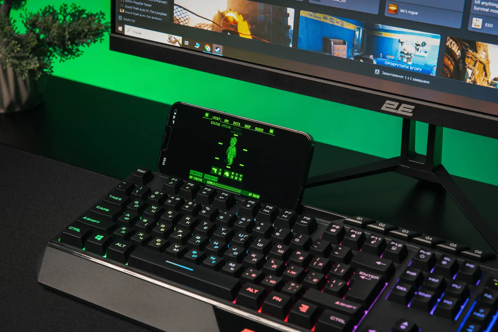 2E GAMING Membrane keyboard KG315 110key, USB-A, EN/UA, RGB, black