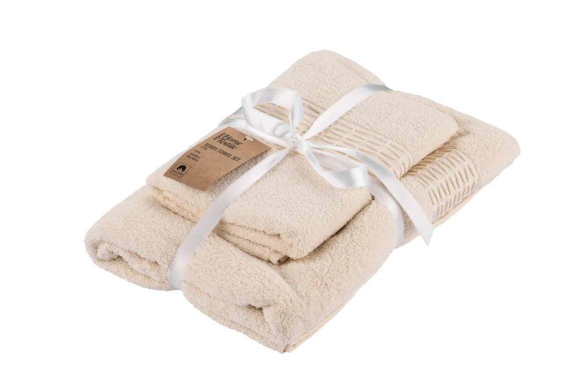 პირსახოცი Ardesto Terry towel set Lotus, 50x90cm, 70x140cm, 2pcs, 100% cotton, ivory