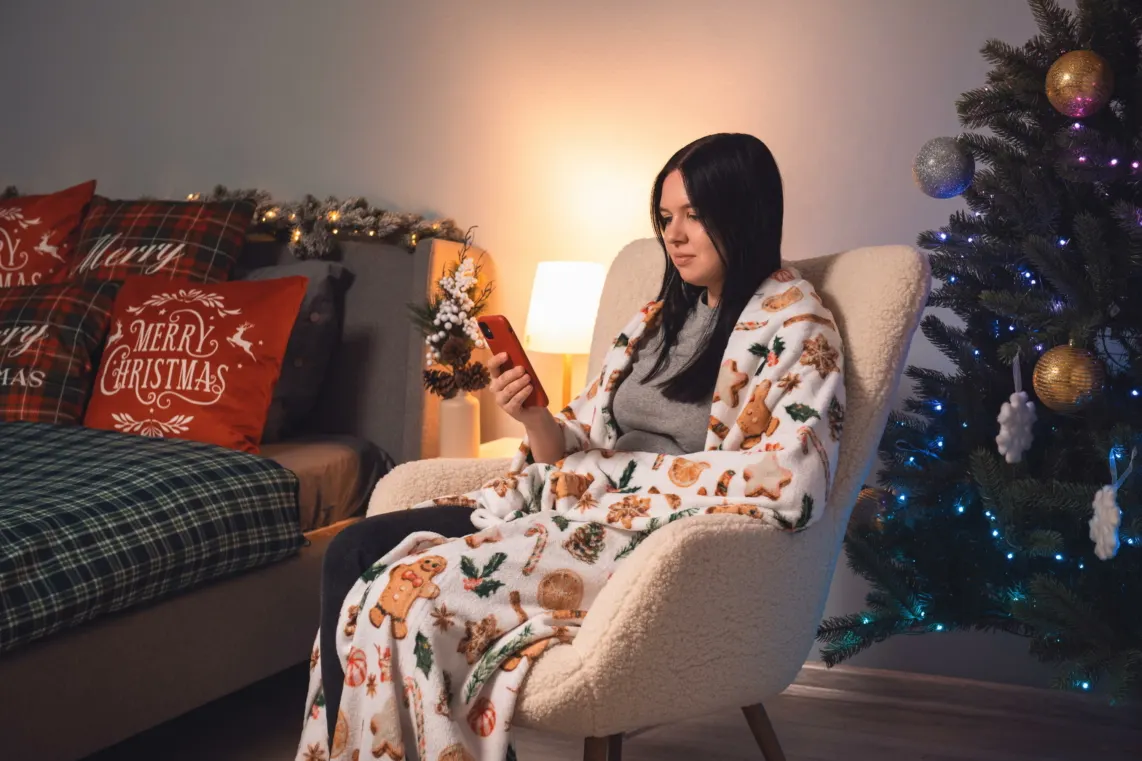 პლედი Ardesto Christmas Flannel blanket 160x200cm, 100% polyester, gingerbread