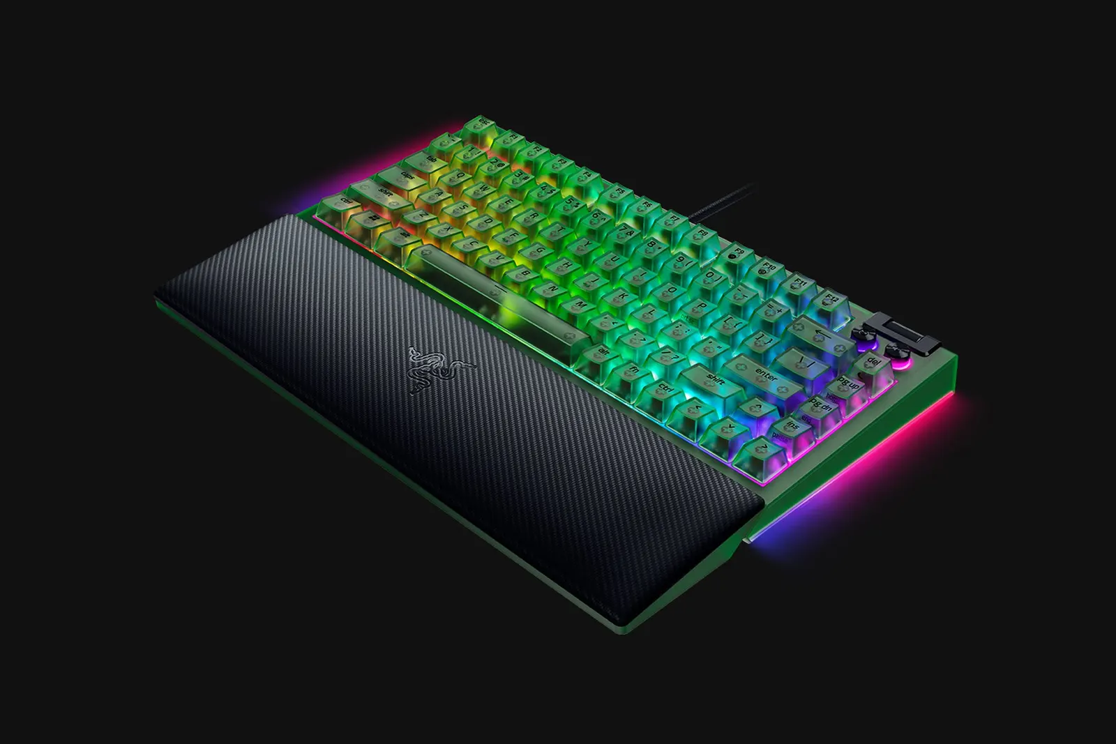 კლავიატურა Razer Keyboard BlackWidow V4 75%, 83key, Mechanical Tactile Switch GEN-3, USB-A, EN, RGB, Phantom Green Ed