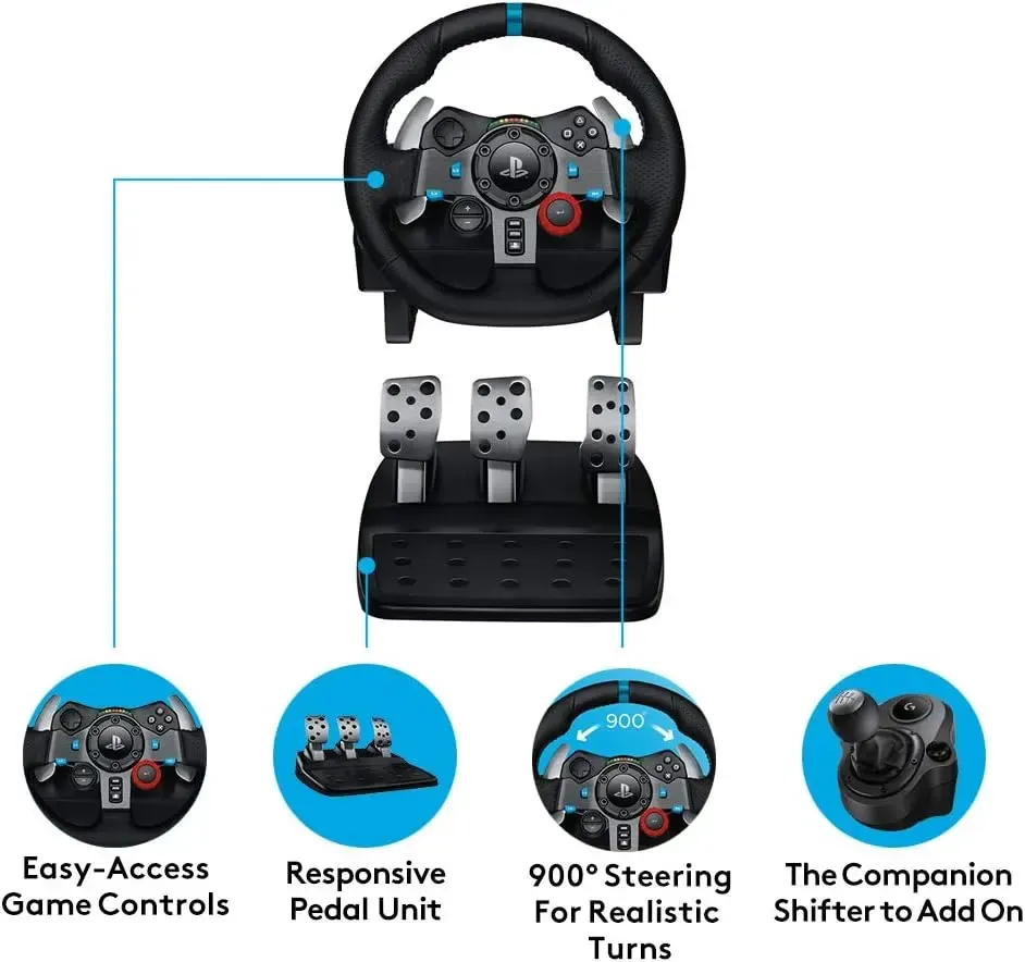G29, LOGITECH Driving Force Racing Wheel Xbox, PlayStation 5,4,3 and PC , BLACK - USB (L941-000112 )