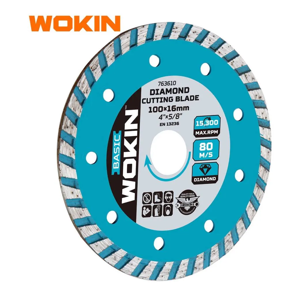 საჭრელი დისკი (ალმასი) Wokin 763612, 125x22.2mm, Turbo Diamond Disc (BASIC), Silver/Blue