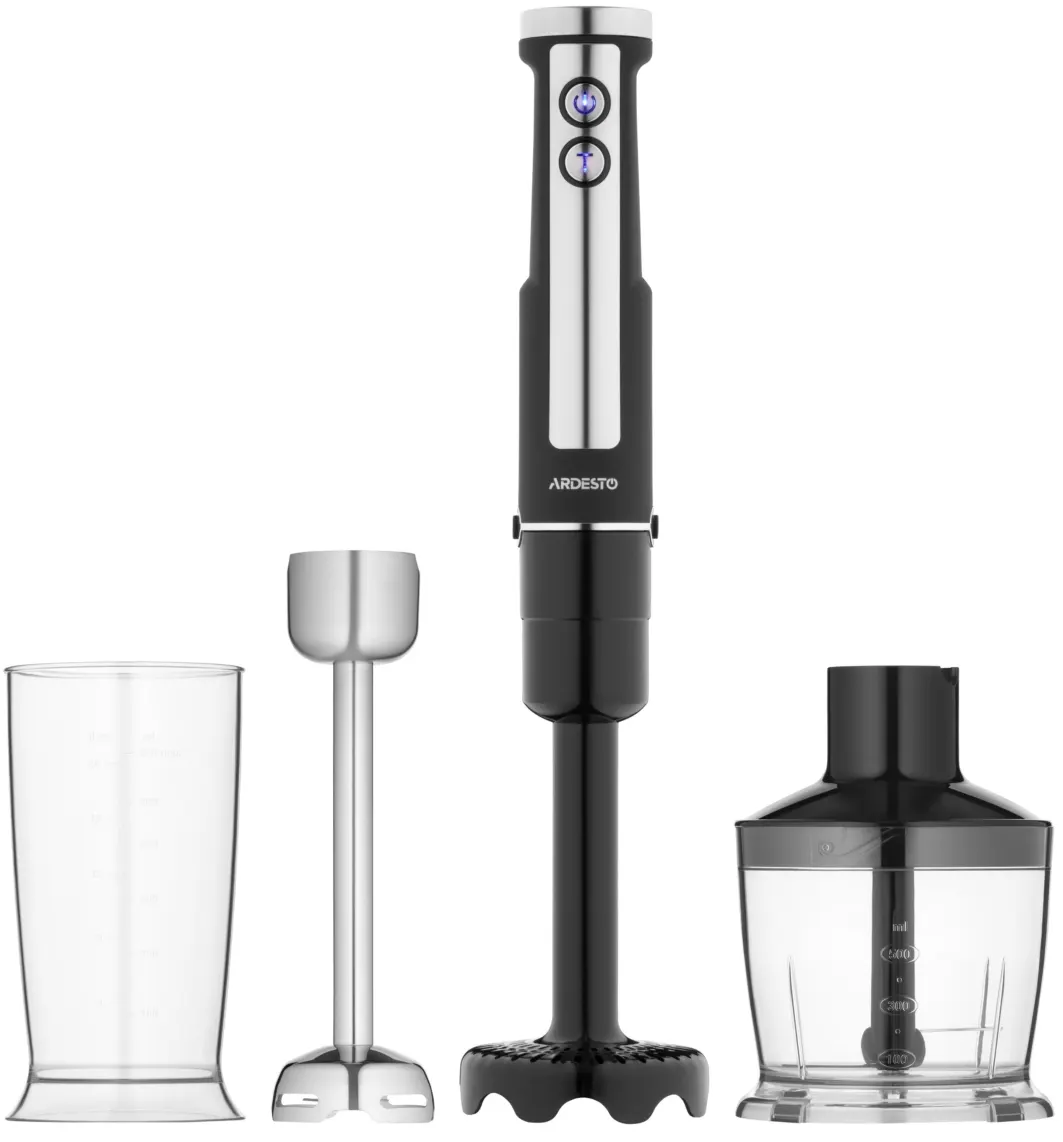 ბლენდერი Ardesto submersible blender 1000W, 3in1, bowl-600ml, chopper-500ml, black-silver