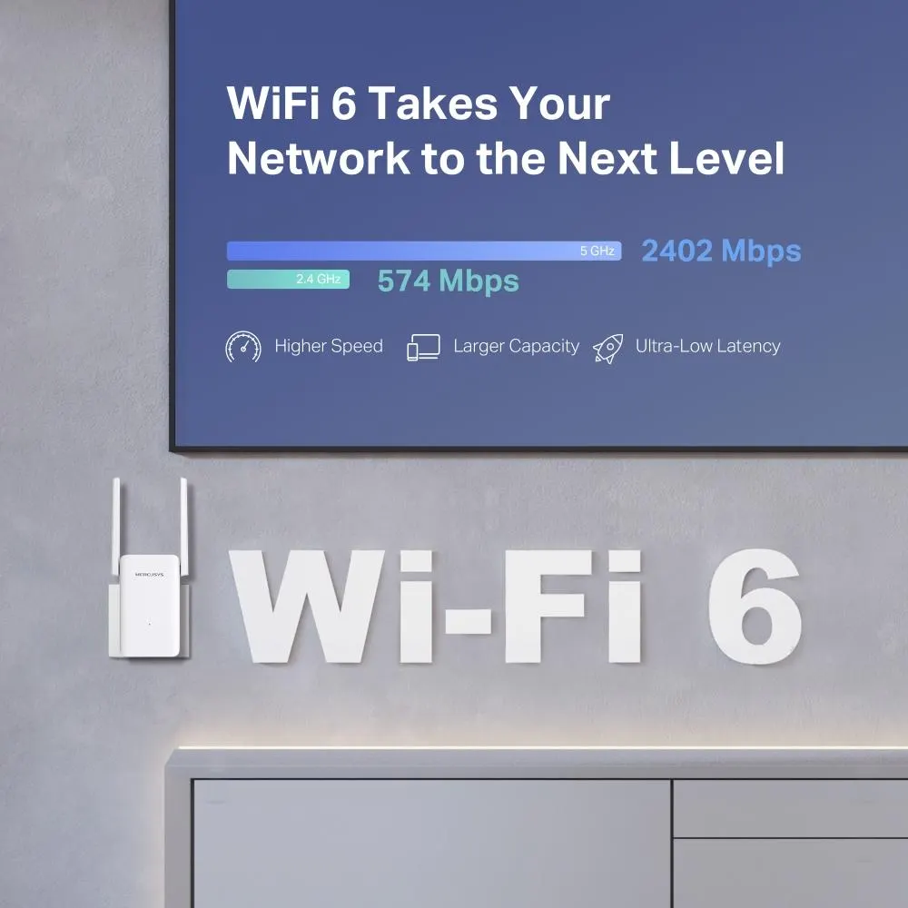 Wi-Fi გამაძლიერებელი ME80X, MERCUSYS, ME80X, AX3000 Wi-Fi 6 Range Extender