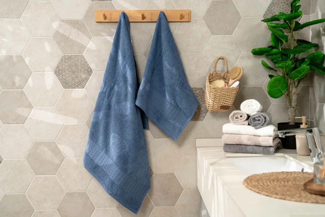 პირსახოცი Ardesto Terry towel set Lotus, 50x90cm, 70x140cm, 2pcs, 100% cotton, blue