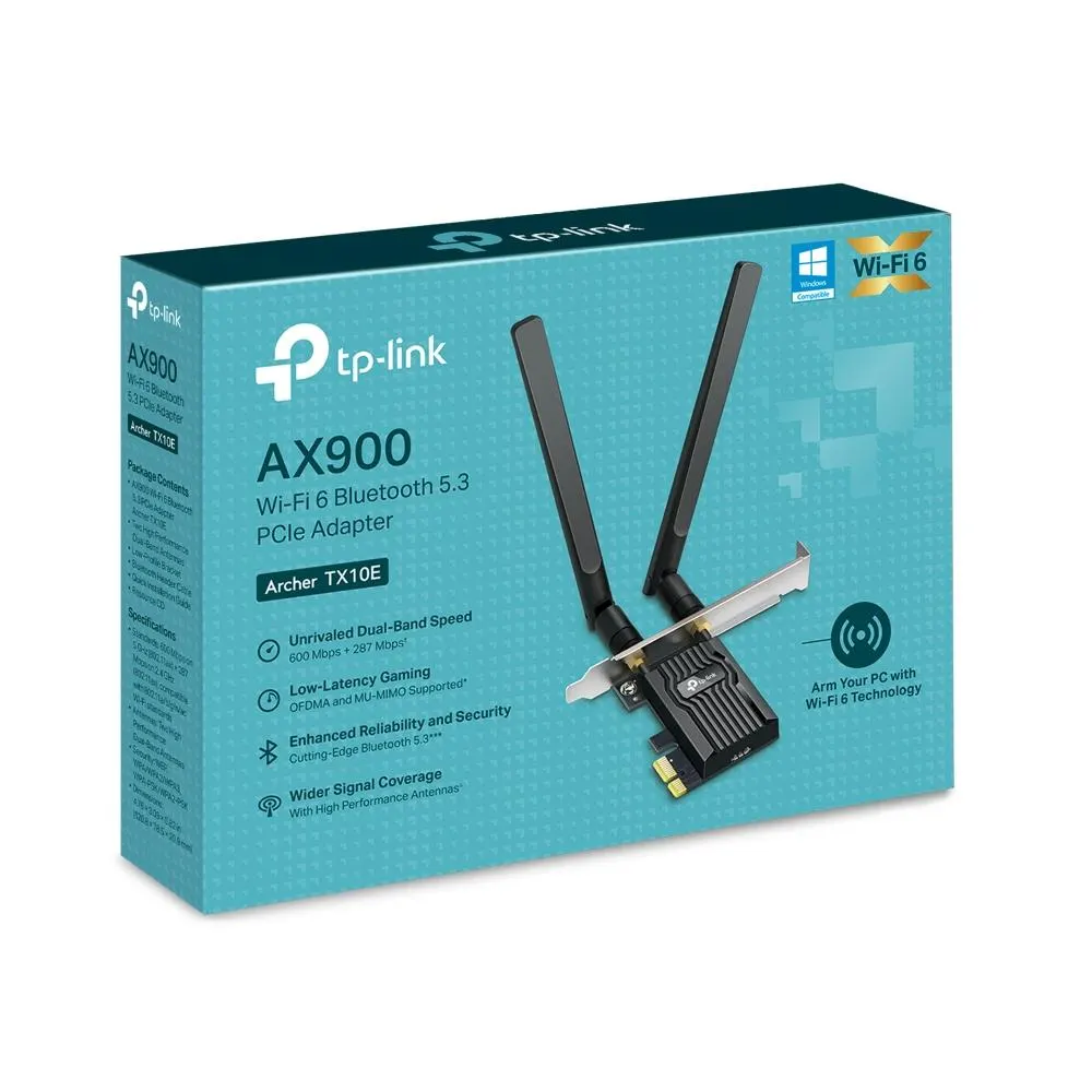 Wi-Fi ადაპტერი TP-Link, Archer TX10E, Adapter, AX900 Wi-Fi 6 Bluetooth PCle Adapter