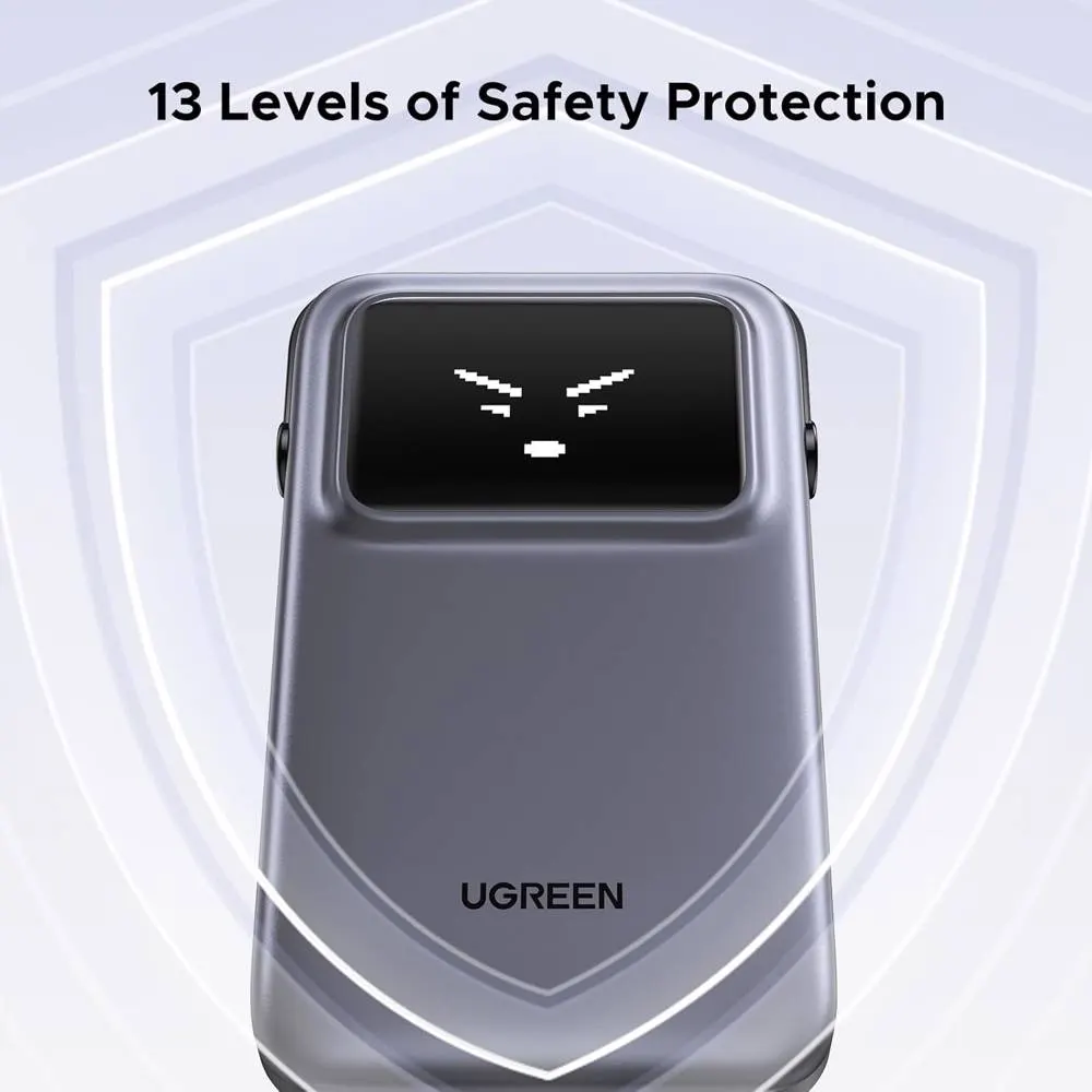 UGREEN PB511 (35603B) Uno, 10000mAh 30W, USB, Type-C, Power Bank With Built In Cable, Grey