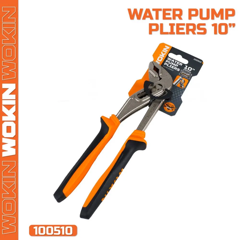 ბრტყელტუჩა Wokin 100510, 250mm WATER PUMP PLIERS, Black/Orange