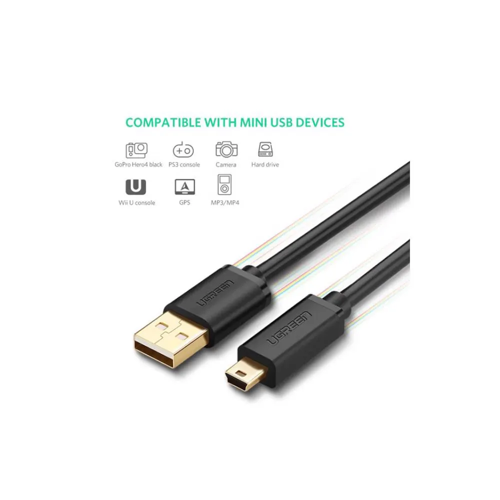 UGREEN US132 (10386) USB 2.0 A Male to Mini 5 Pin Male Cable 3m (Black)