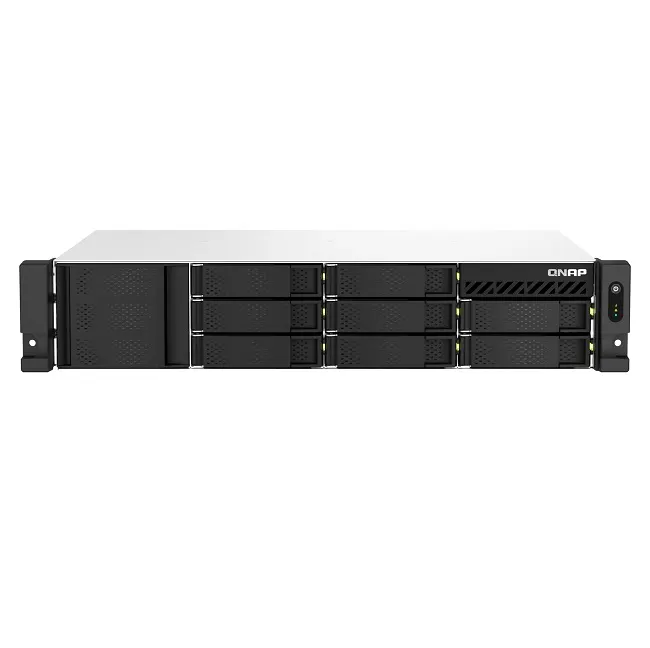 8-bay 2U short depth 12" rackmount NAS, Intel Celeron N5095 quad-core, 8 GB onboard not expandable, 8 x 3.5"/2.5" SATA 6Gb/s drive bays, 2 x 2.5GbE