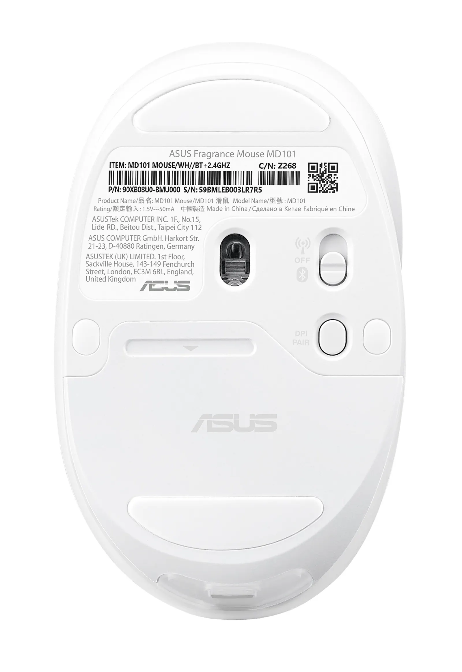 მაუსი MD101 MOUSE/WH//BT+2.4GHZ