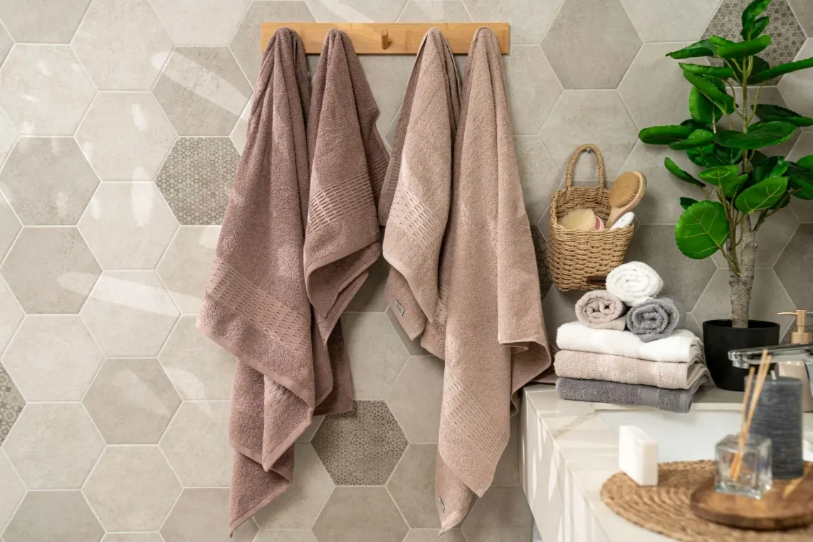 პირსახოცი Ardesto Terry towel set Lotus, 50x90cm, 70x140cm, 2pcs, 100% cotton, beige