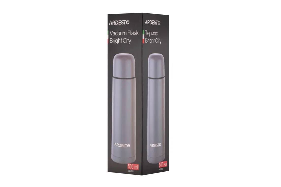 თერმოსი Ardesto Vacuum flask Bright City, 500ml, stainless steel, grey