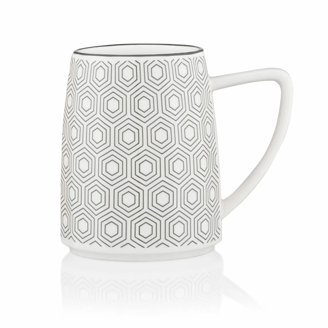 კათხა Mug ARDESTO Lamberto, 360ml, porcelain, white-gray
