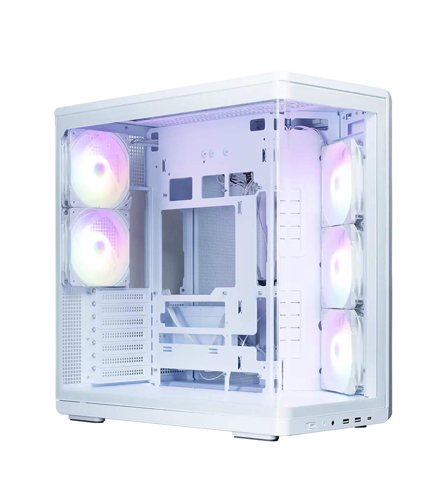 ქეისი Zalman PC case P60 without PSU, 2xUSB3.0, 1x Type C, 3x120mm ARGB Reverse, 2x120mm ARGB, VGA 435mm, LCS ready, Curved Tempered Glass, Dual Chamber, ATX, white
