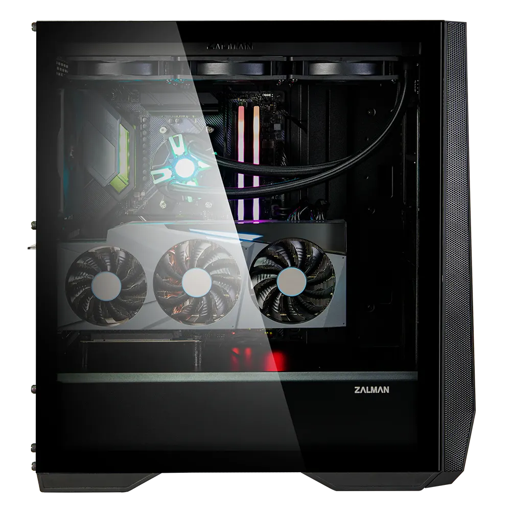 Zalman Computer case Z1 Iceberg, without PSU, 2xUSB3.0, 1xUSB2.0, 3x120mm Black fans, TG Side Panel, mATX, Black