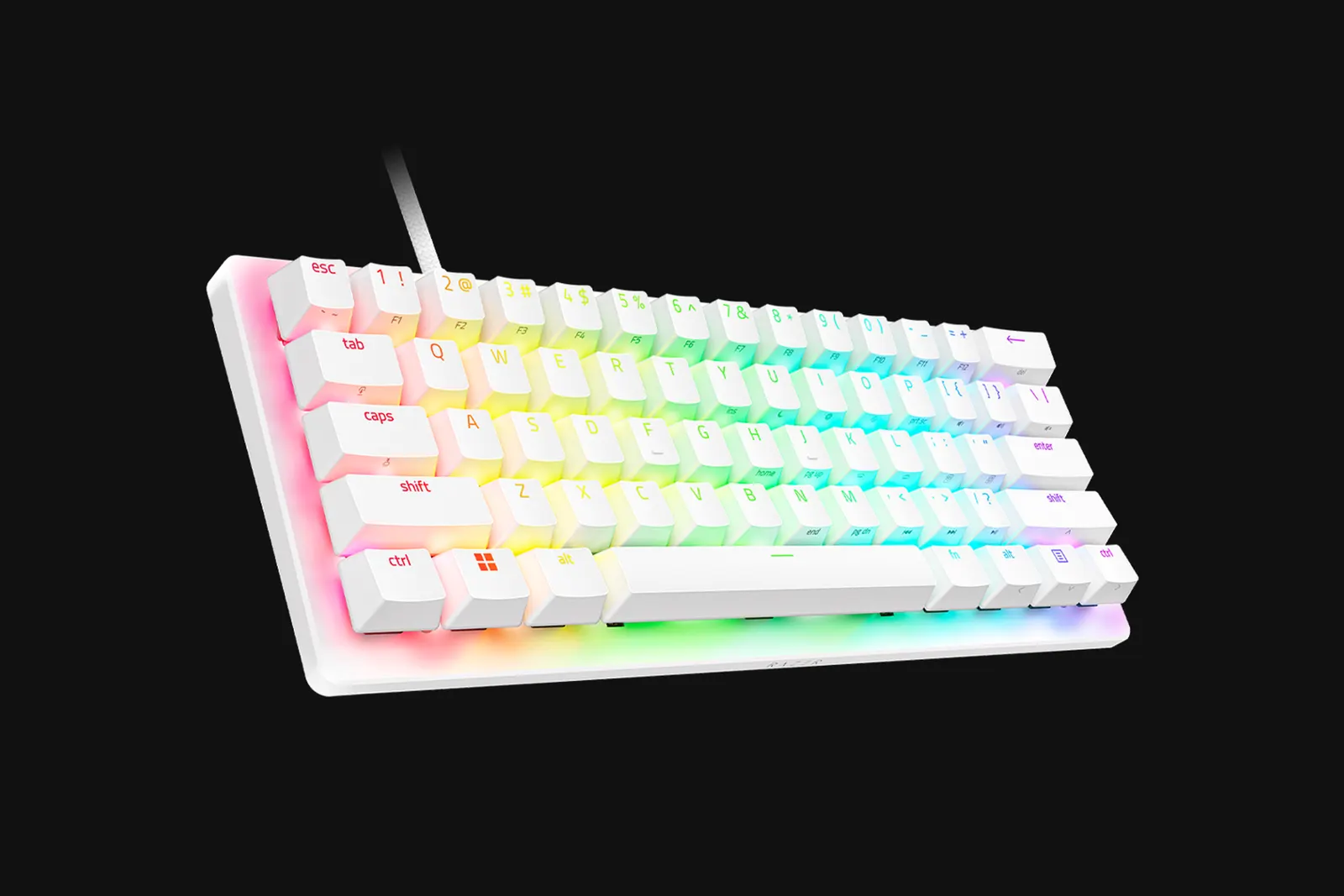 კლავიატურა Razer Keyboard mechanical Huntsman V3 Pro Mini, 61key, Analog Optical Switches, USB-A, EN, RGB, white