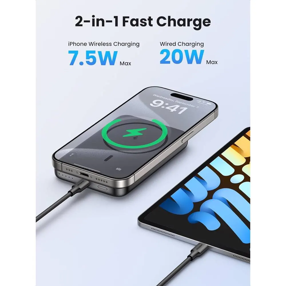 UGREEN PB561 (25919), 10000mAh 15W, Type-C, Magnetic Power Bank, Grey