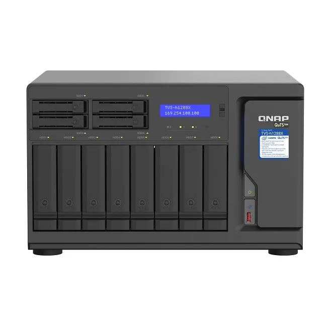 NAS სერვერი 12-Bay TurboNAS (8 x 3.5" HDD + 4 x 2.5" SSD), SATA 6G, Intel Xeon W-1250 6 cores 12 threads 3.3 GHz (boost up to 4.7 GHz), 16GB DDR4 ECC RAM (max. 128GB), 4 x 2.5GbE, 2 x 10GBASE-T 10GbE