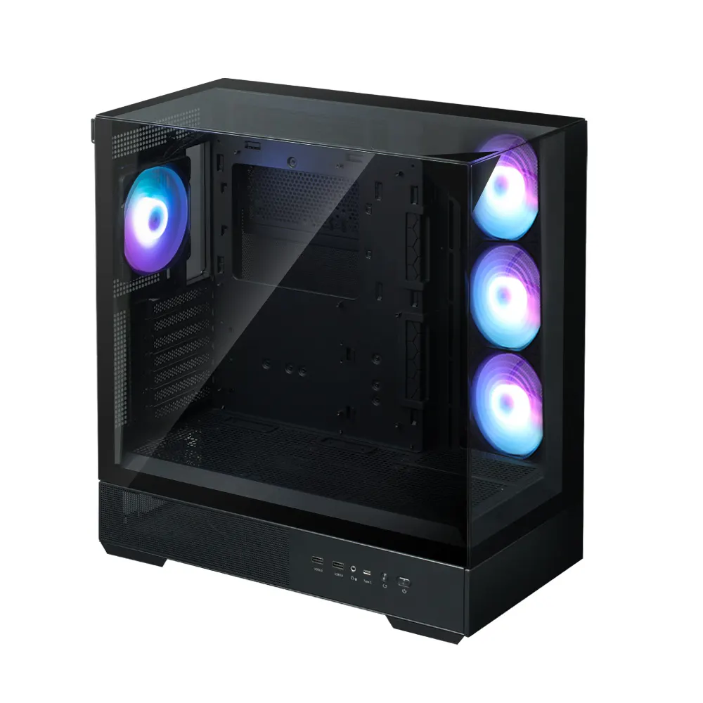 ქეისი Zalman PC case P40 Prism Plus without PSU, 2xUSB3.0, 1x Type C, 3x120mm ARGB Reverse, 1x120mm ARGB, VGA 420mm, LCS ready, TG Side/Front/Top Panel, ATX, black