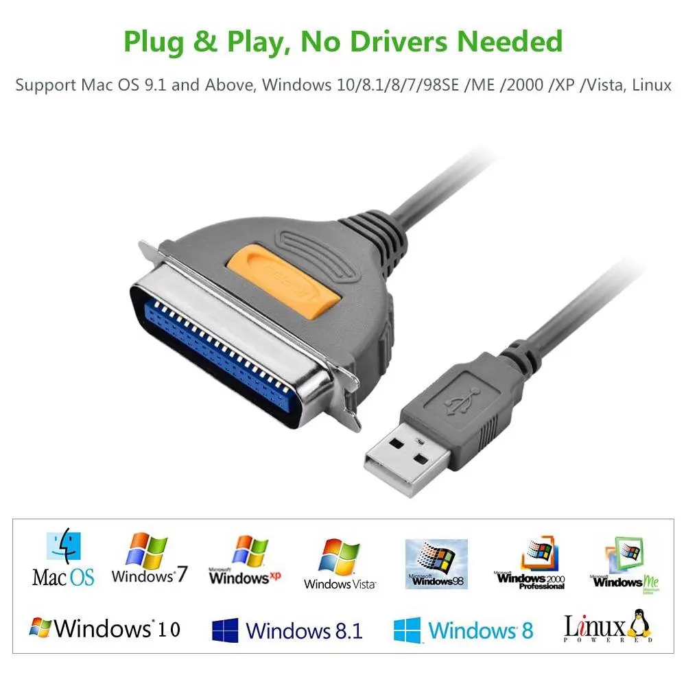 პრინტერის კაბელი UGREEN CR124 (20225) USB to CN36 IEEE1284 Parallel Printer Cable 2m