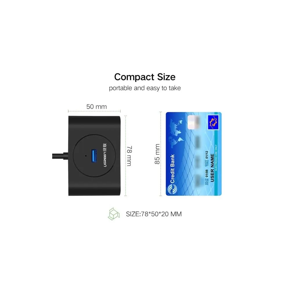 UGREEN CR113 (20291) NEW USB 3.0 4 Ports Hub with 2.0 OTG Black 1M