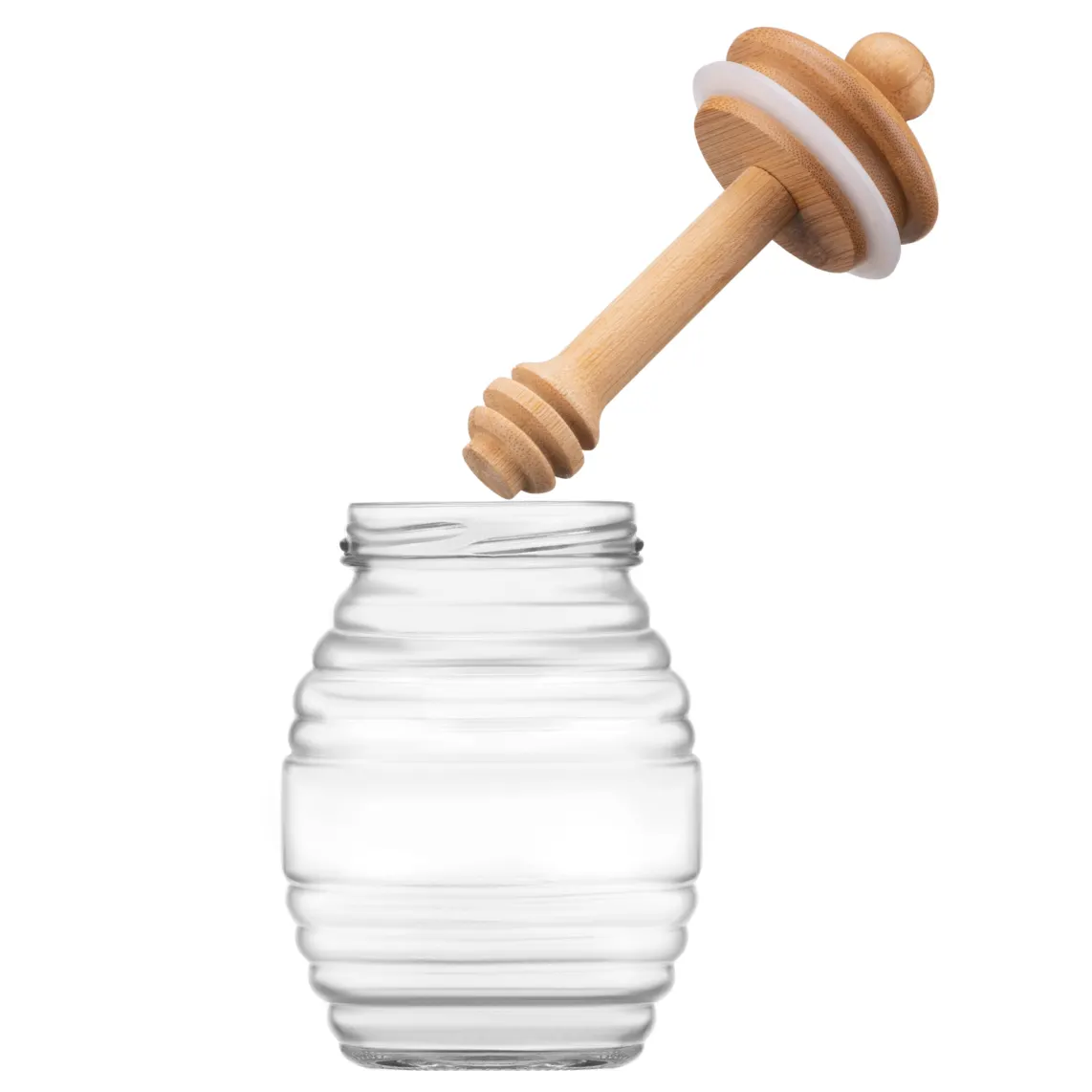 შუშის ქილა Honey jar ARDESTO Midori, 500ml, 8.3x14.2cm, bamboo, glass