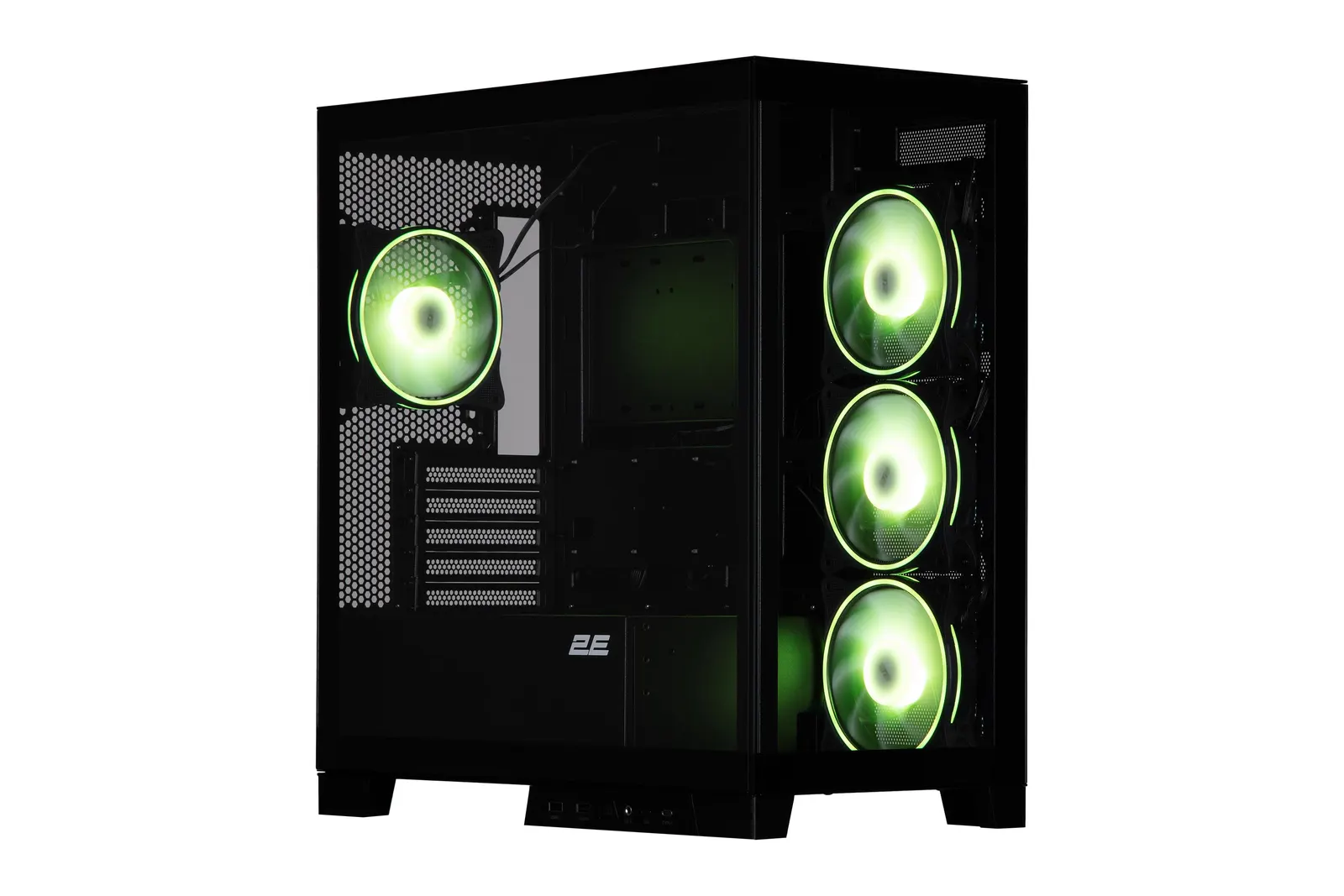 ქეისი 2E Gaming Computer case Fantom GK701B, without PSU, 2xUSB 3.0, 1xUSB Type-C, 4x120mm ARGB, controller with remote, TG Side/Front Panel, mATX, Black