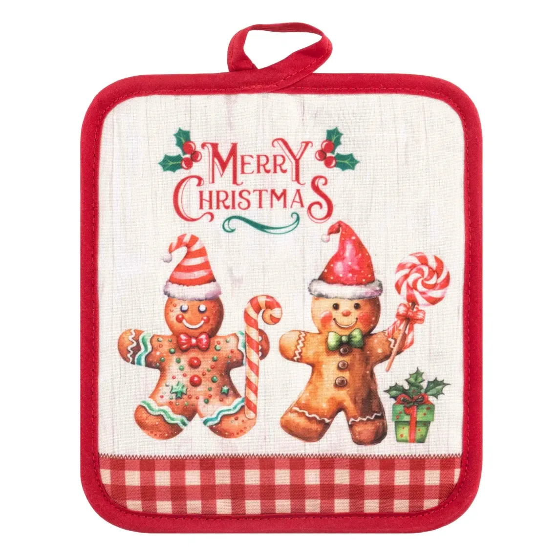 Ardesto Kitchen gift set Christmas Gingerbread, 3pcs, 100% cotton (towel), 100% polyester (pot holders), red