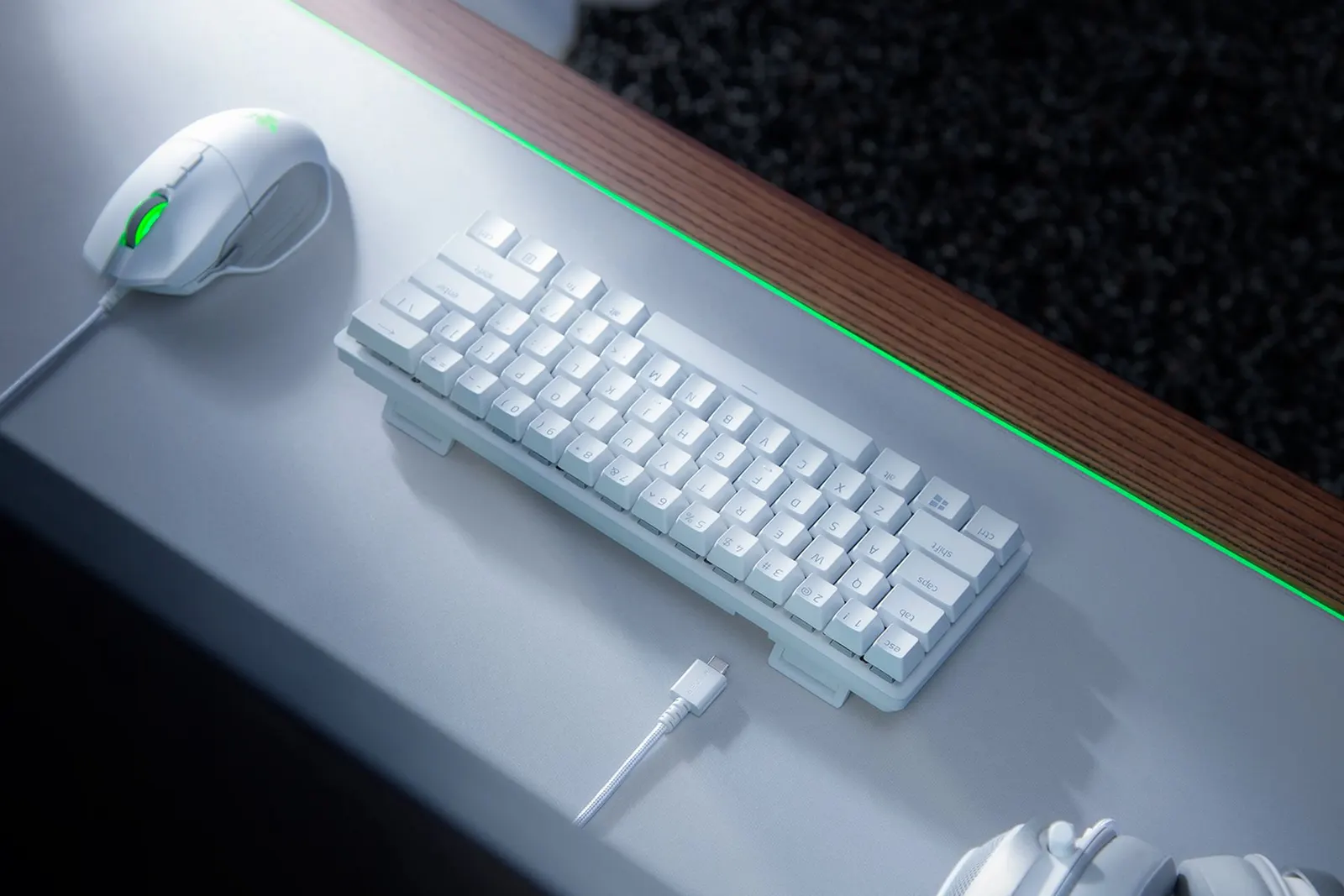 კლავიატურა Razer Keyboard Huntsman Mini Mercury Ed. RGB 61key Red Switch USB EN White