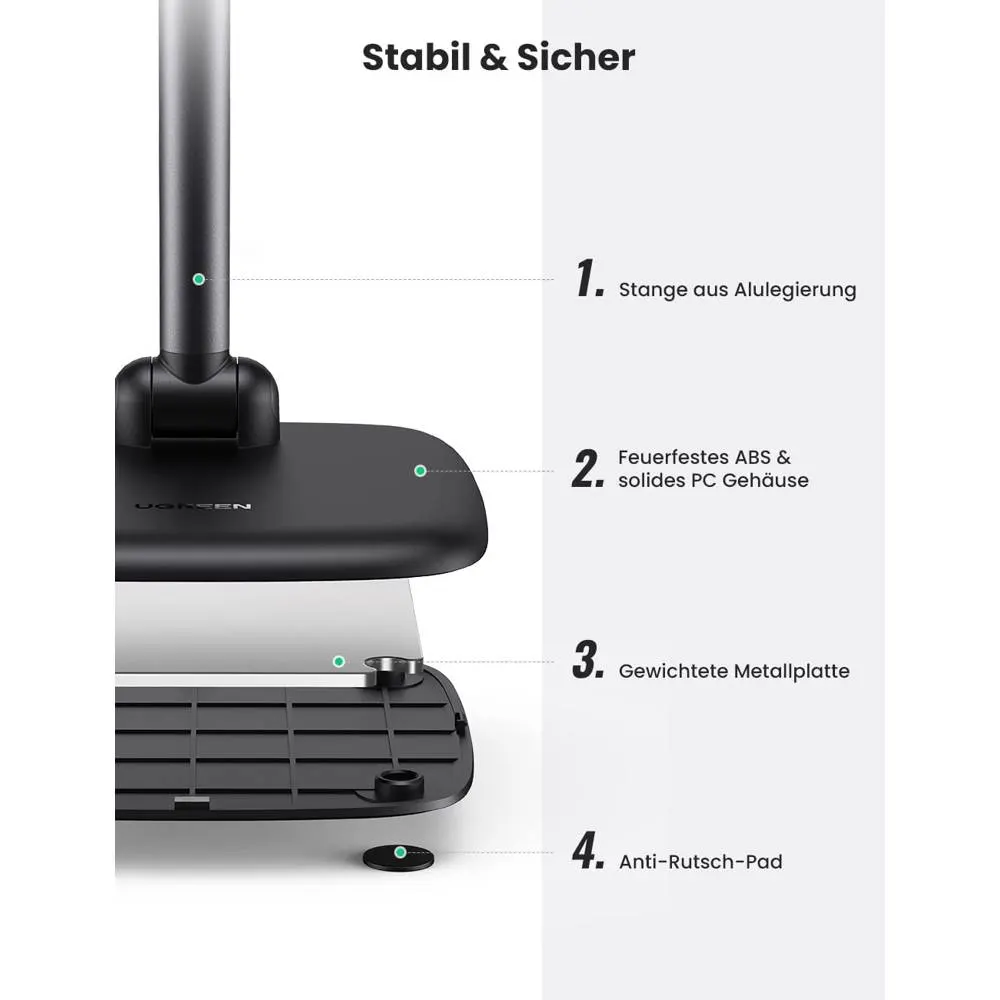 მობილურის დამჭერი UGREEN LP287 (10999), Adjustable Desk Phone Holder, Black