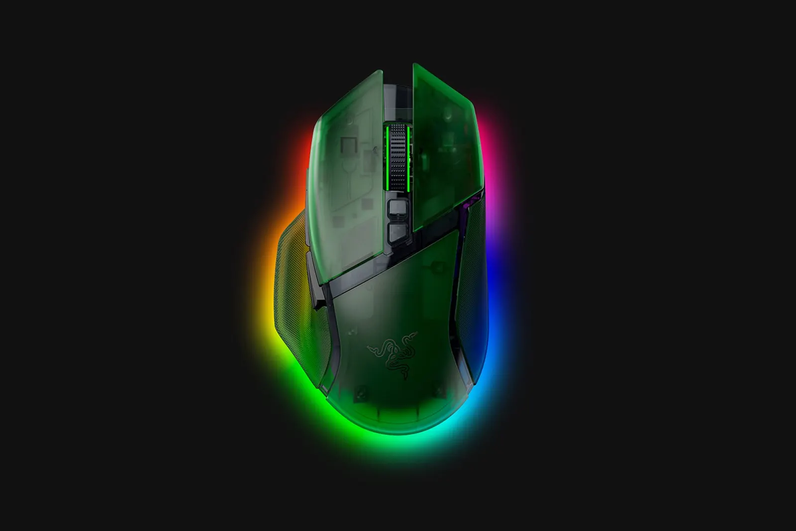 მაუსი Razer Mouse Basilisk V3 Pro 35K, RGB, USB-A/WL/BT, Phantom Green Ed