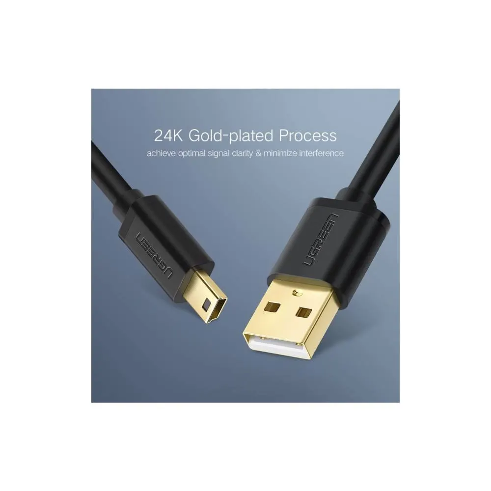 UGREEN US132 (10386) USB 2.0 A Male to Mini 5 Pin Male Cable 3m (Black)