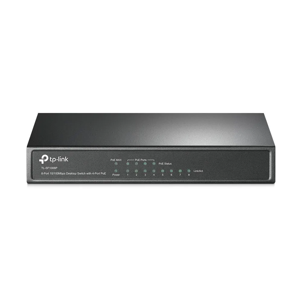 TP-Link, TL-SF1008P, 8-port 10/100M Desktop Switch, 4 PoE 10/100M RJ45 ports, Plastic case