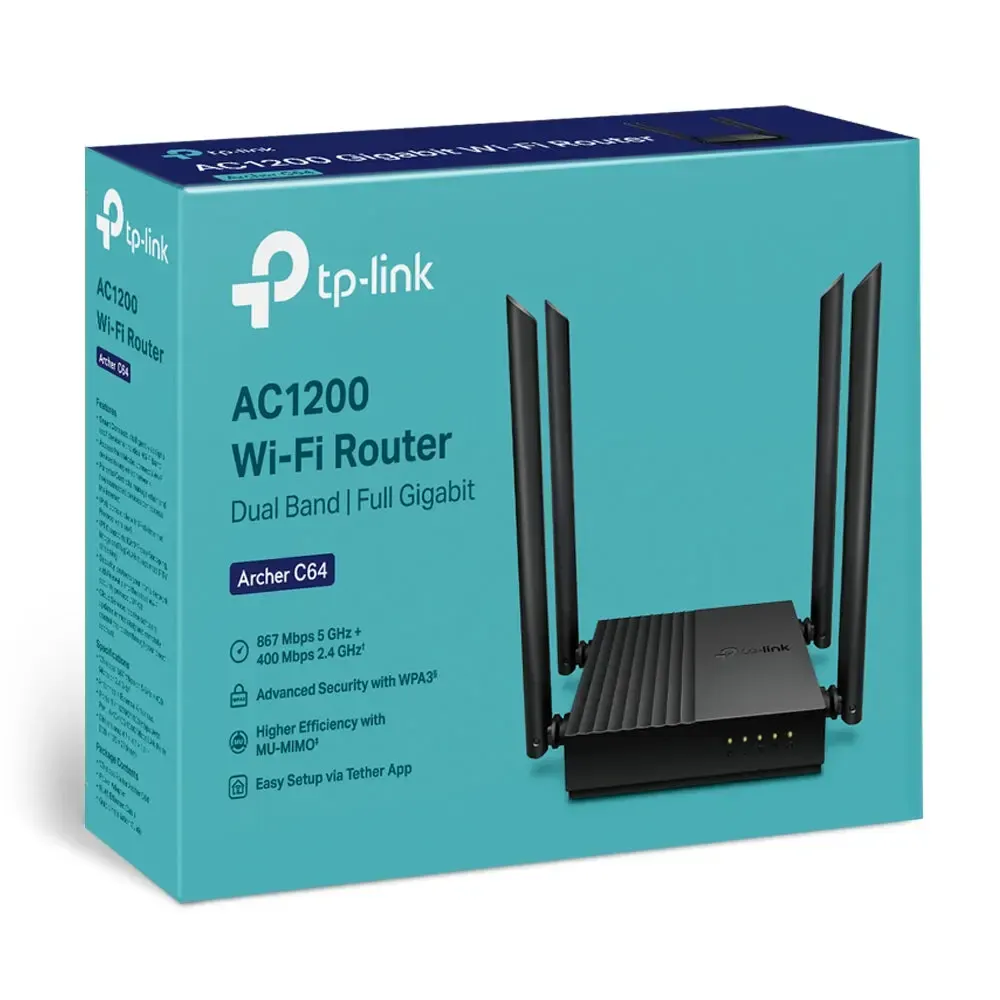 TP-Link, Archer C64 AC1200 Wireless MU-MIMO Gigabit Router