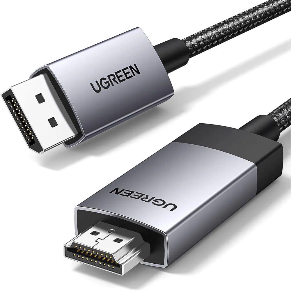 ვიდეო კაბელი UGREEN DP119 (15773), 4K, DisplayPort to HDMI, 1m, Grey/Black